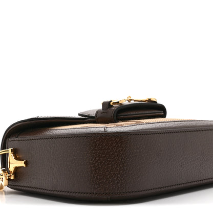 Gucci Monogram Jumbo GG Textured Dollar Calfskin Web Mini Horsebit 1955 Shoulder Bag Camel Ebony New Acero 10 of 11