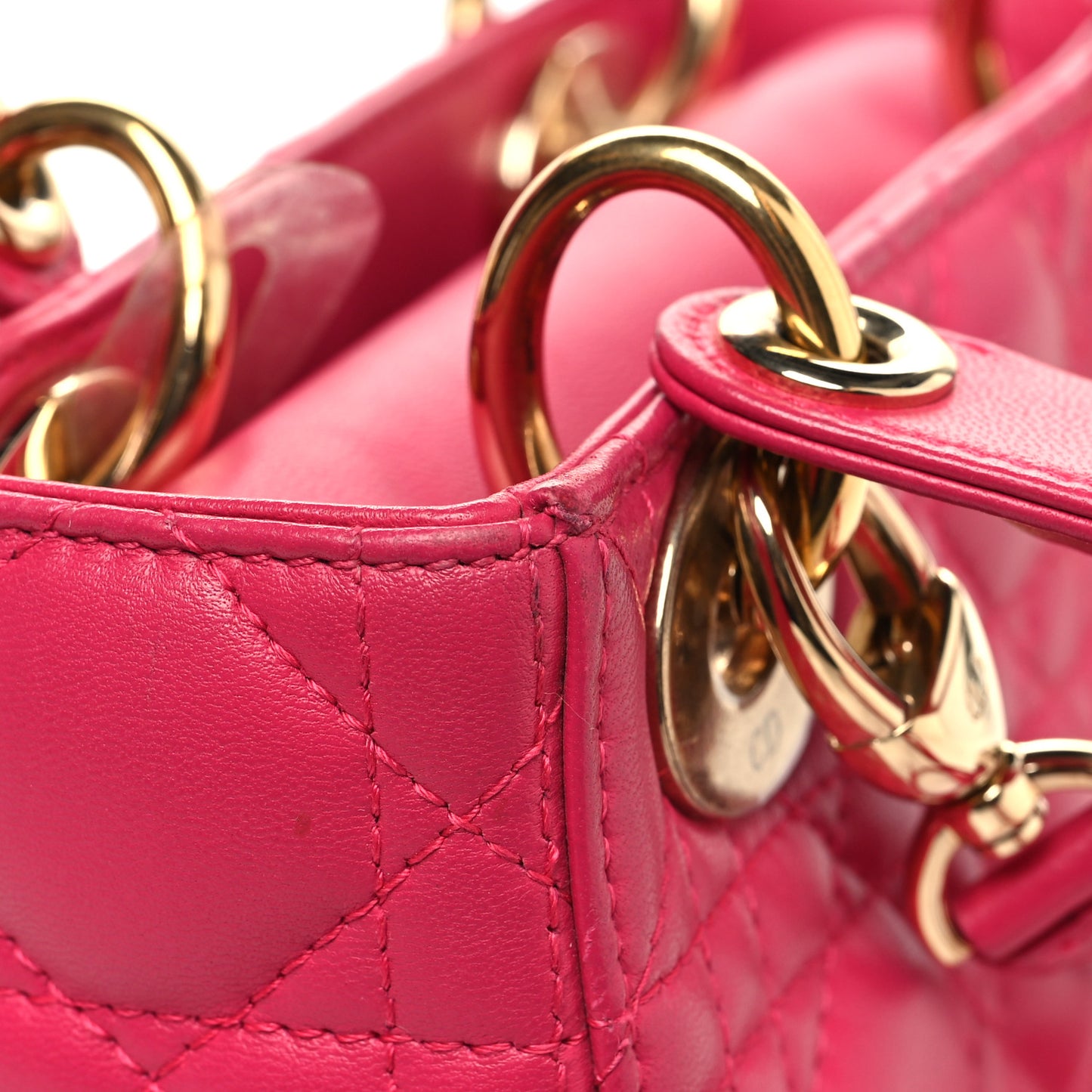 Lambskin Cannage Mini Lady Dior Fuchsia