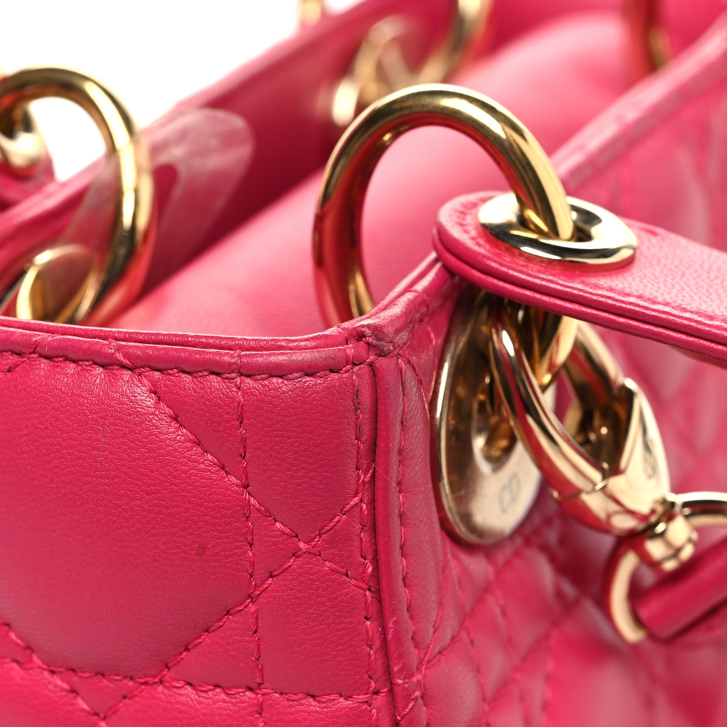 Christian Dior Lambskin Cannage Mini Lady Dior Fuchsia 11 of 12