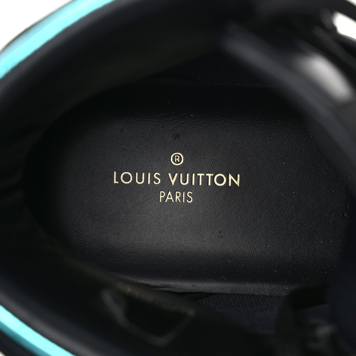 Louis Vuitton Metallic Calfskin Monogram Mens Rivoli High Top Sneakers 8.5 Blue Black 7 of 8