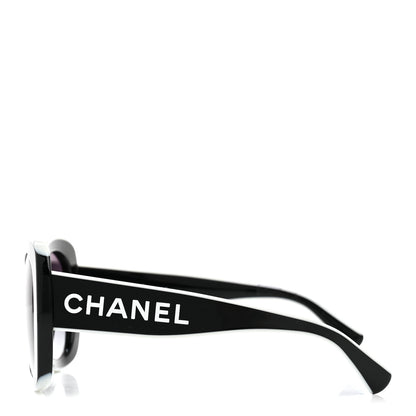 Chanel Acetate Sunglasses 71414 Black White 3 of 8