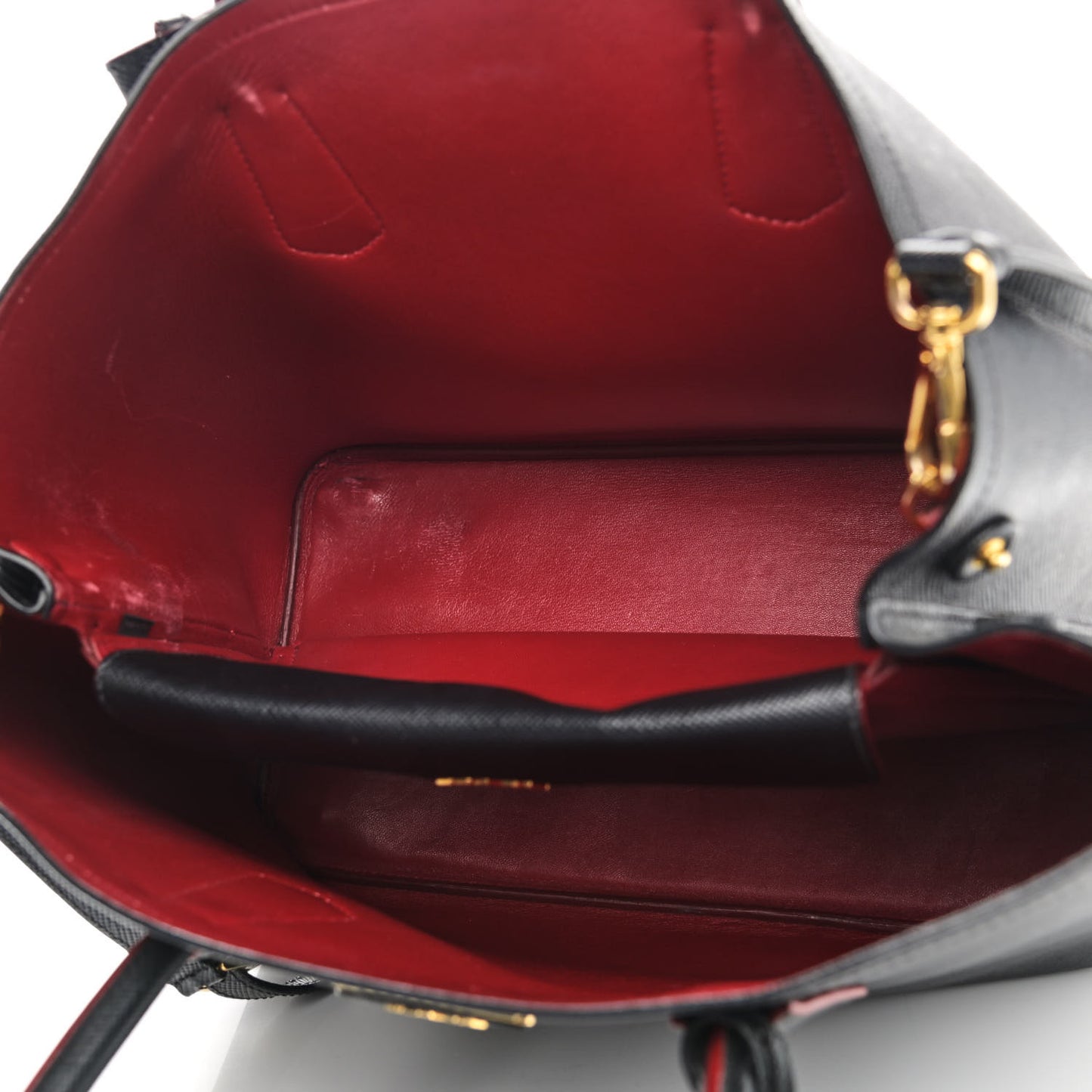 Saffiano Cuir Medium Double Bag Black Fuoco