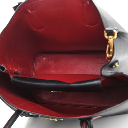 Prada Saffiano Cuir Medium Double Bag Black Fuoco 5 of 15