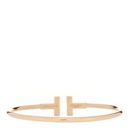 Tiffany 18K Yellow Gold Diamond T Wire Bracelet 3 of 6