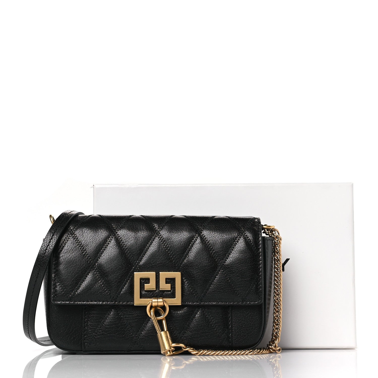 Givenchy Goatskin Quilted GV3 Mini Pocket Convertible Bag Black 9 of 9