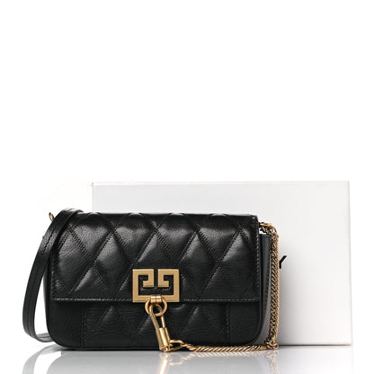 Givenchy Goatskin Quilted GV3 Mini Pocket Convertible Bag Black 9 of 9