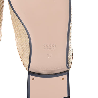 Gucci Straw Elaphe Womens Princetown Slippers 37 Natural Cream Brown 6 of 8