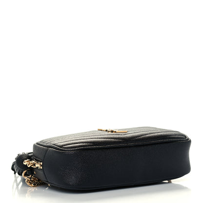 Saint Laurent Grain De Poudre Matelasse Monogram Mini Lou Camera Bag Black 4 of 10