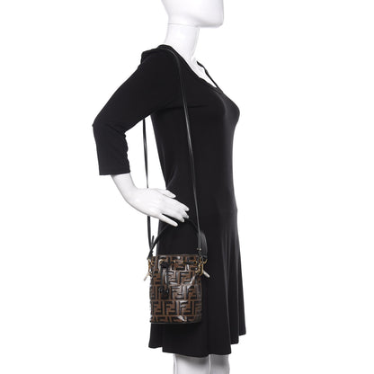 Fendi Vitello Liberty F is Fendi Bi-Color FF 1974 Embossed Mini Mon Tresor Bucket Bag Maya Black 2 of 9
