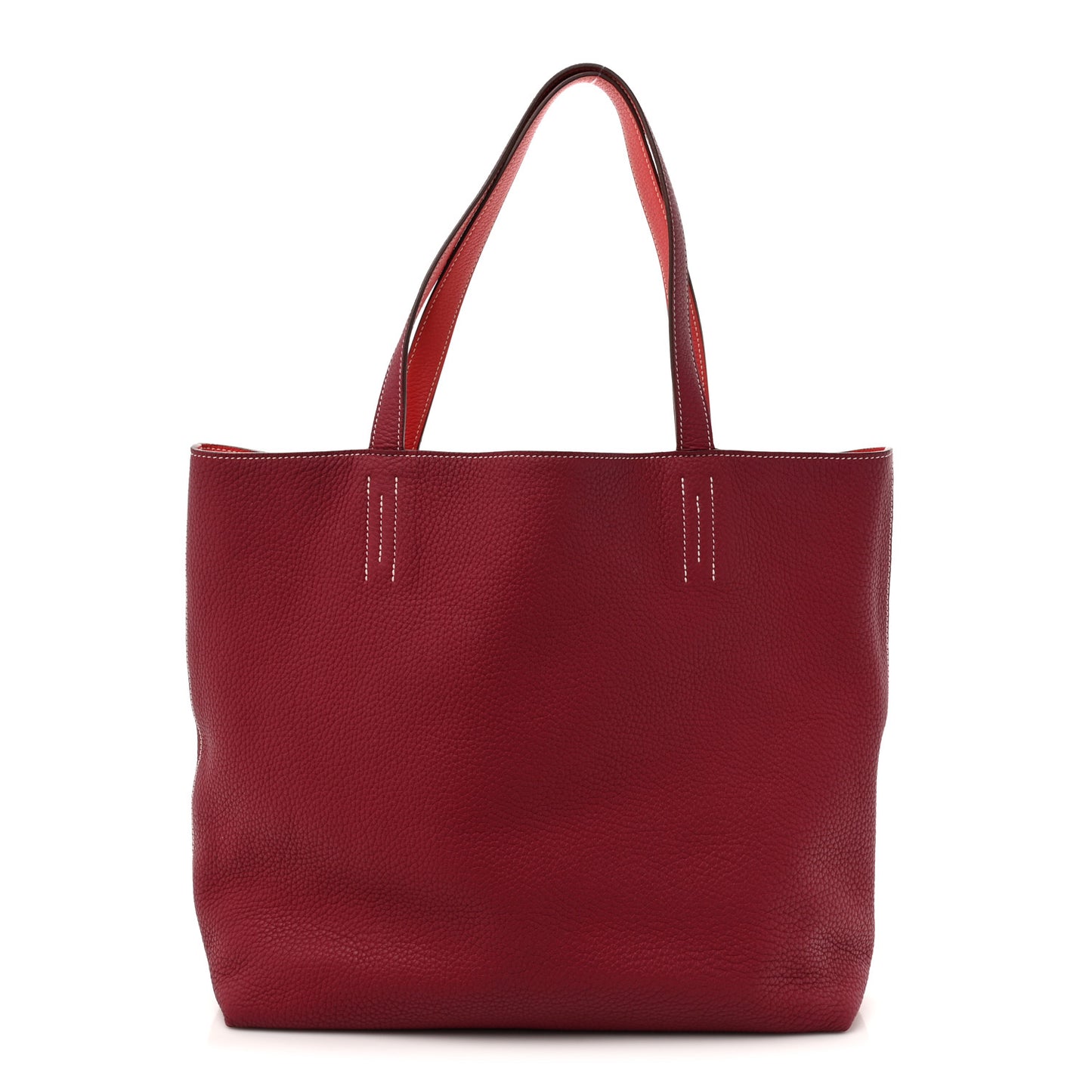 Taurillon Clemence Double Sens 36 Reversible Tote Rubis Bougainvillea