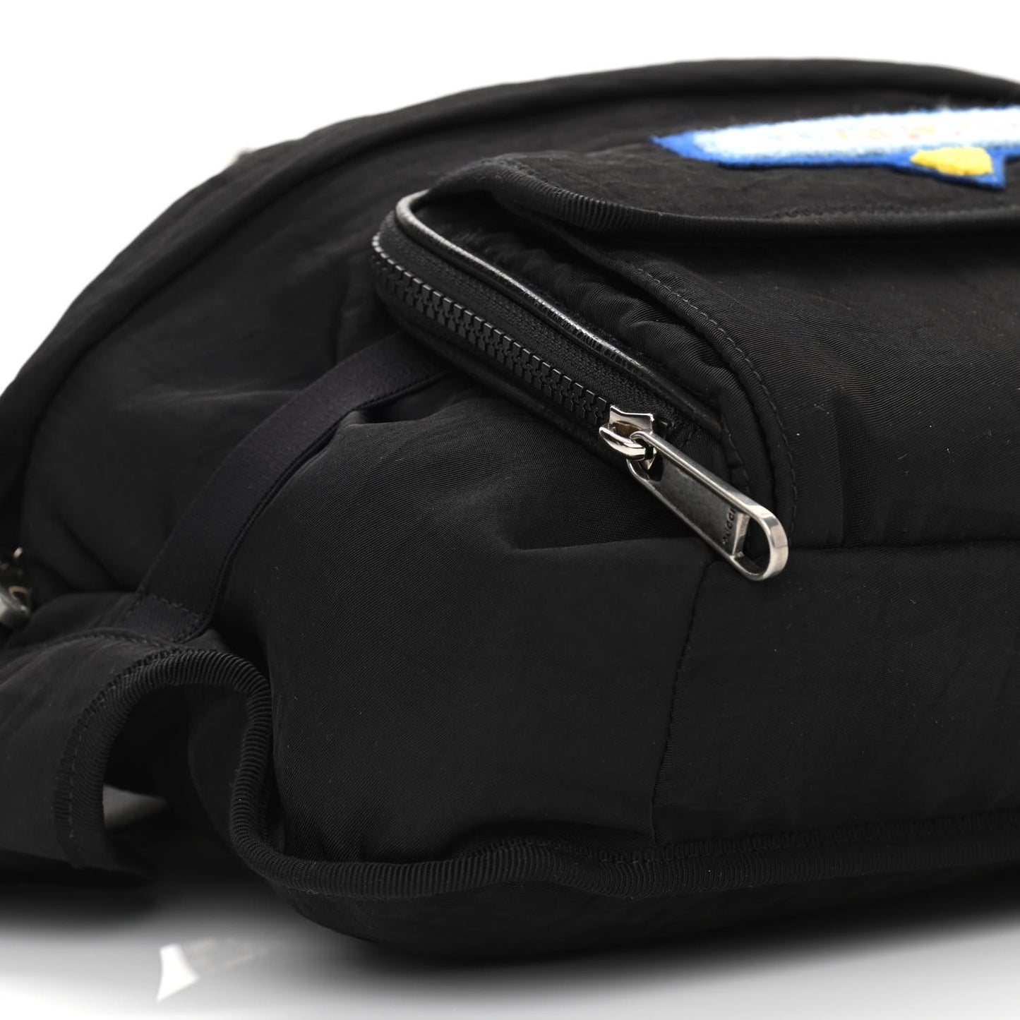 Nylon 80s Logo Patch Belt Bag Black