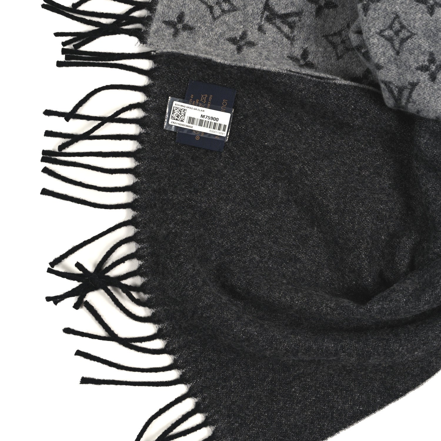 Louis Vuitton Cashmere Wool Monogram Gradient Scarf Light Grey 3 of 3