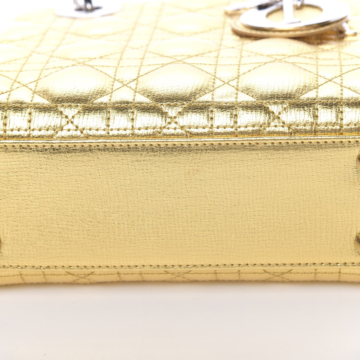 Christian Dior Metallic Grained Calfskin Cannage Small Lucky Badges My Lady Dior Gold 9 of 12