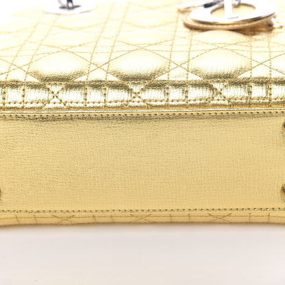 Christian Dior Metallic Grained Calfskin Cannage Small Lucky Badges My Lady Dior Gold 9 of 12