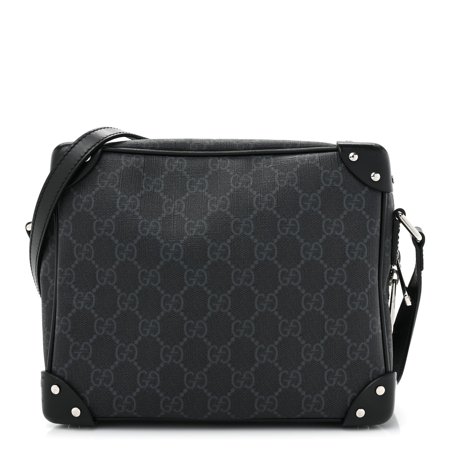 GG Supreme Monogram Selleria Calfskin Square Messenger Bag Black