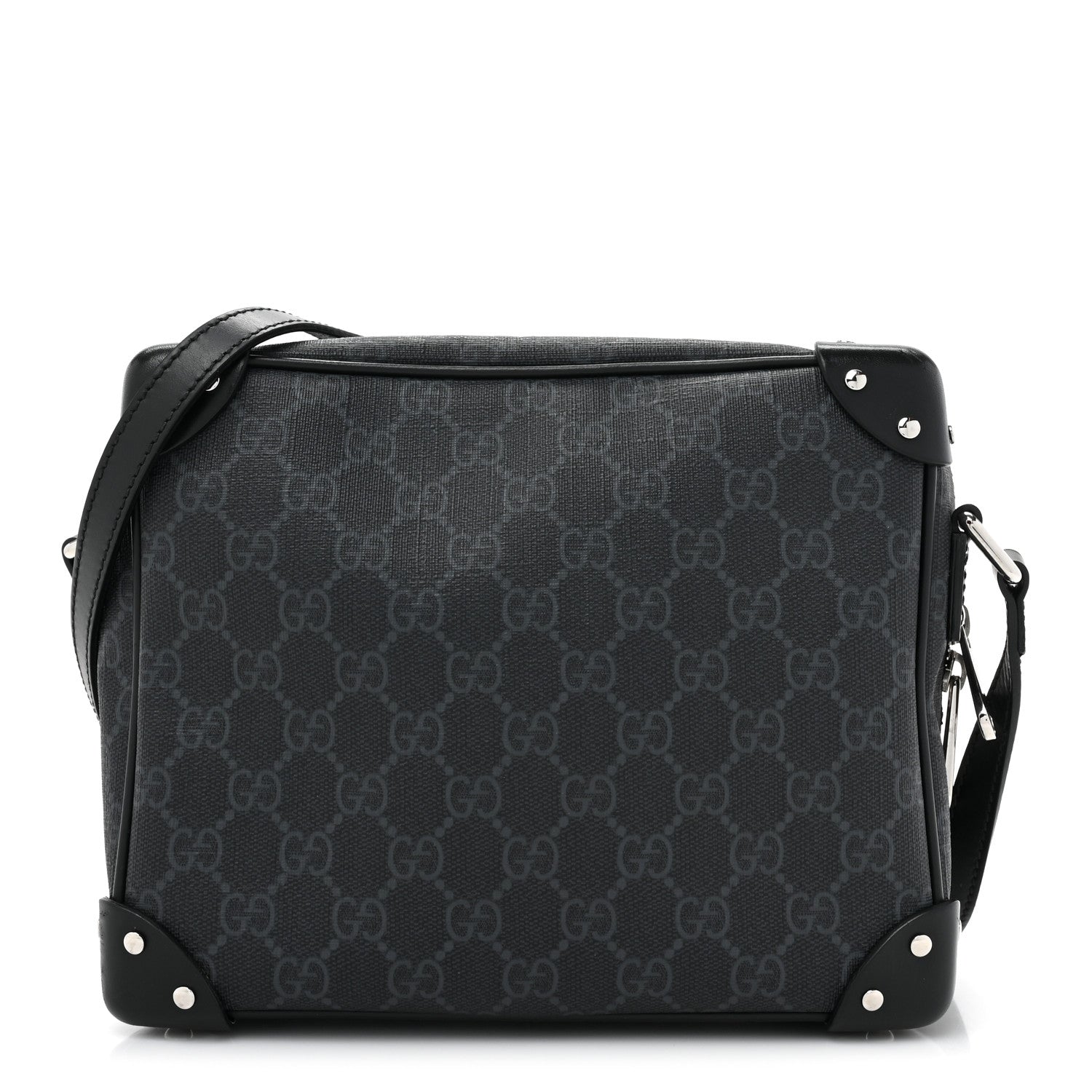 Gucci GG Supreme Monogram Selleria Calfskin Square Messenger Bag Black 1 of 13