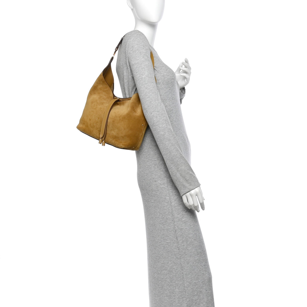 Chloe Suede Calfskin Small Marcie Hobo Bag Gold Khaki 2 of 10