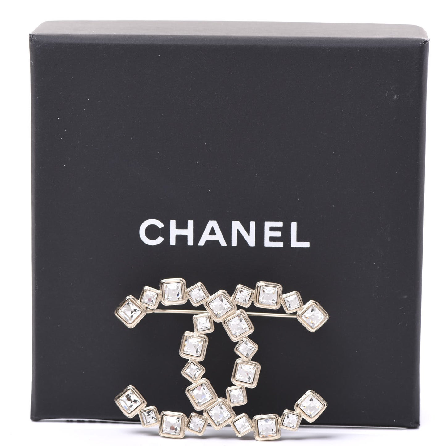 Baguette Crystal CC Brooch Gold