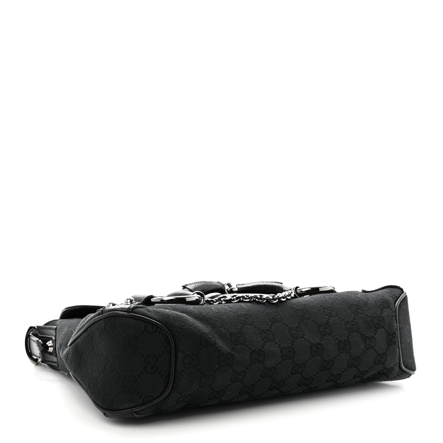 Monogram Horsebit Chain Flap Shoulder Bag Black