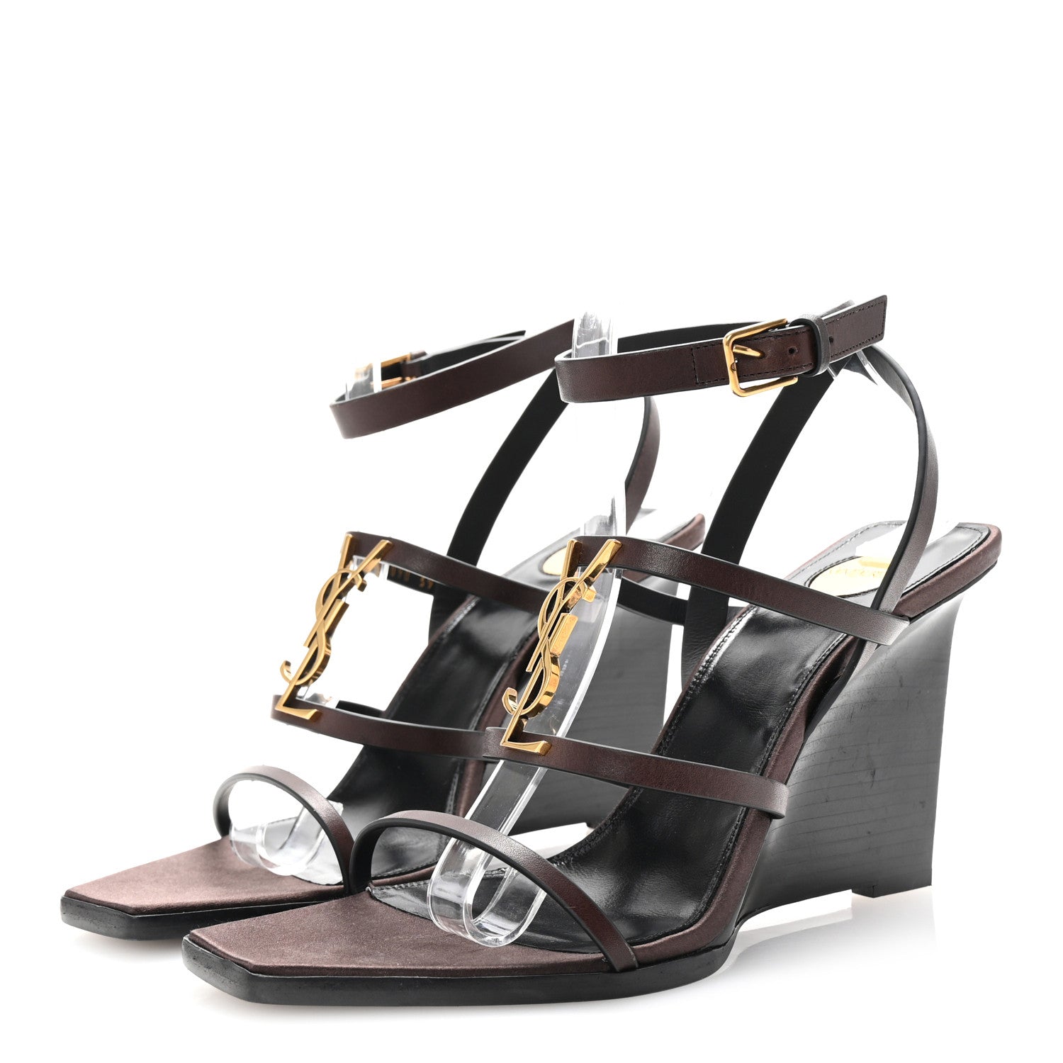 Saint Laurent Calfskin Cassandra 105 Wedges 39 Moro 4 of 9