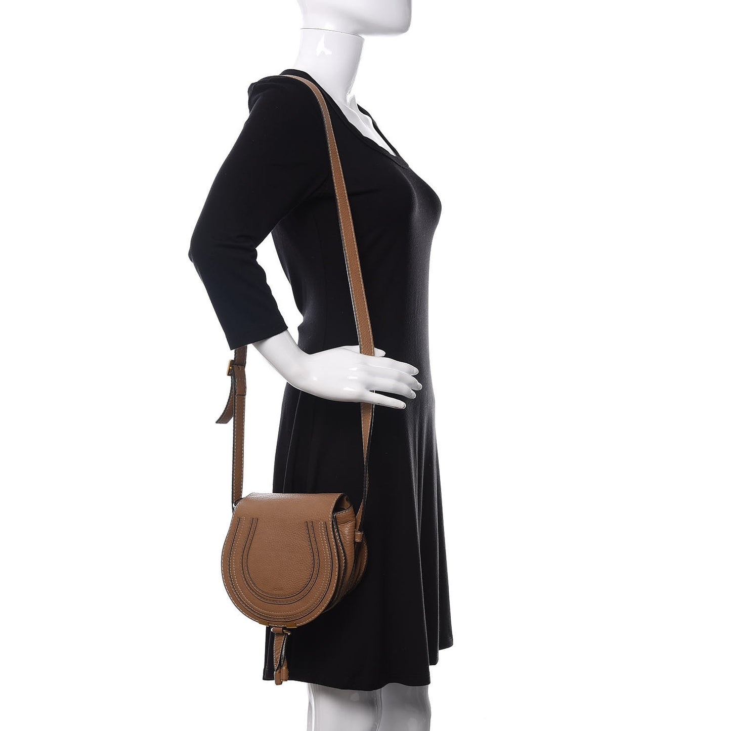 Calfskin Mini Marcie Round Crossbody Bag Nut