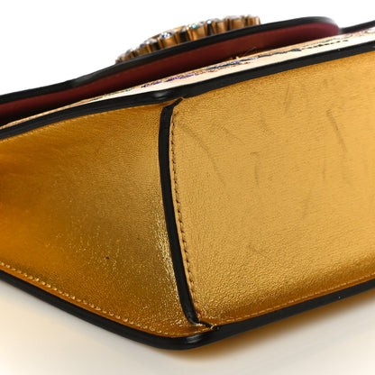 Gucci Metallic Calfskin Embroidered Small Shoulder Bag Gold 10 of 21