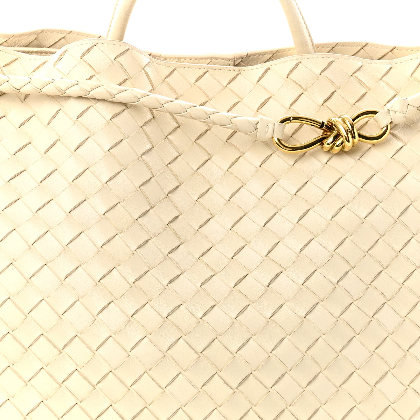 Nappa Intrecciato Large Andiamo Shoulder Bag Sea Salt