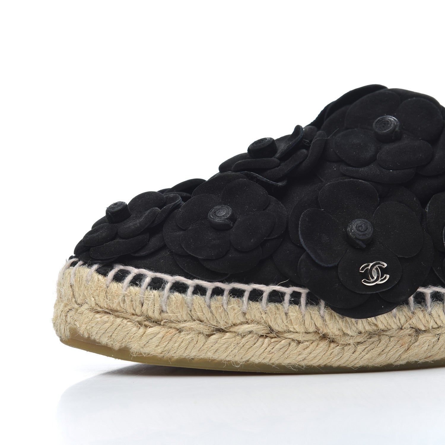 Chanel Suede Camellia CC Espadrilles 37 Black 13 of 26