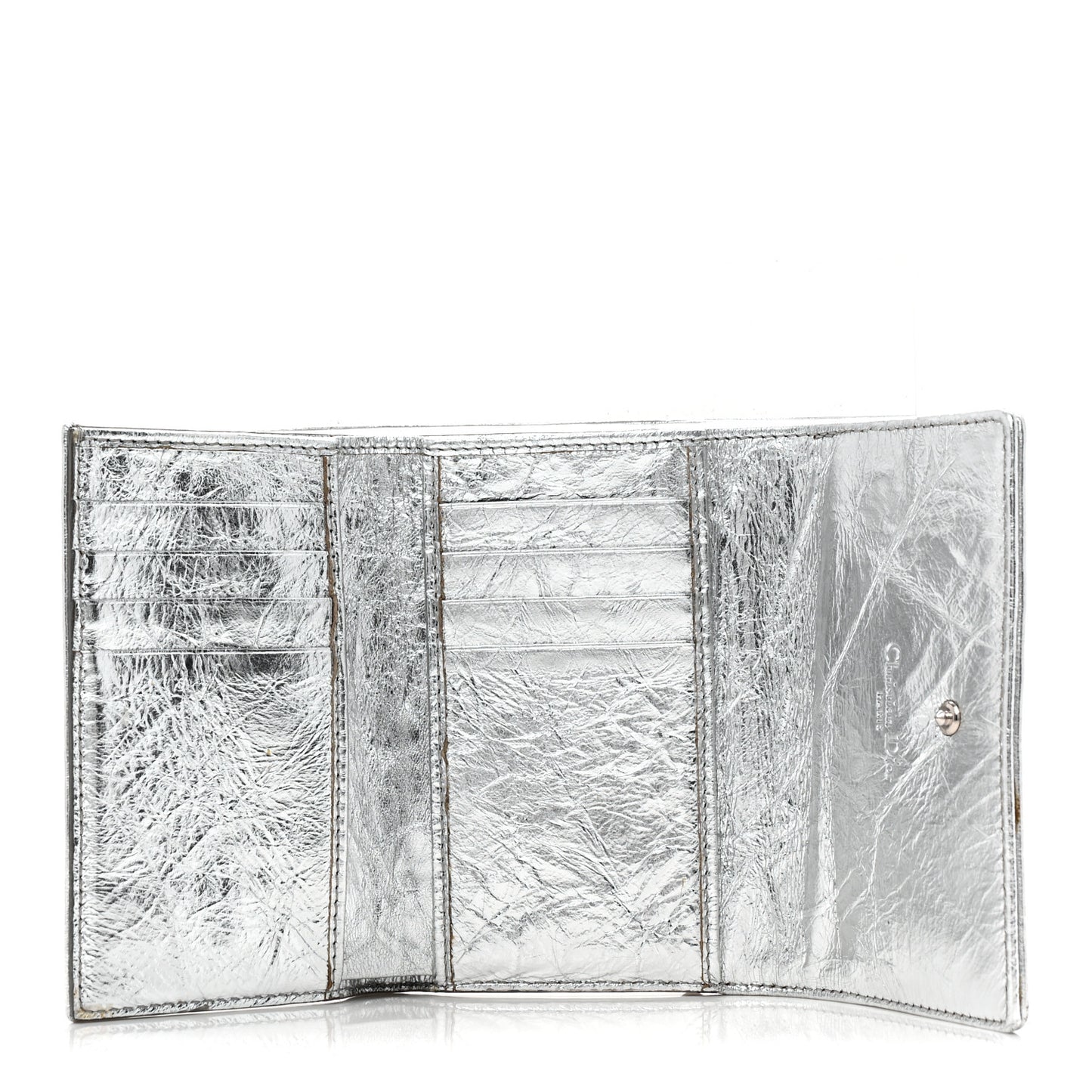 Ceramic Effect Deerskin Cannage Diorama Elancee Wallet Silver