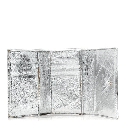 Christian Dior Ceramic Effect Deerskin Cannage Diorama Elancee Wallet Silver 5 of 9