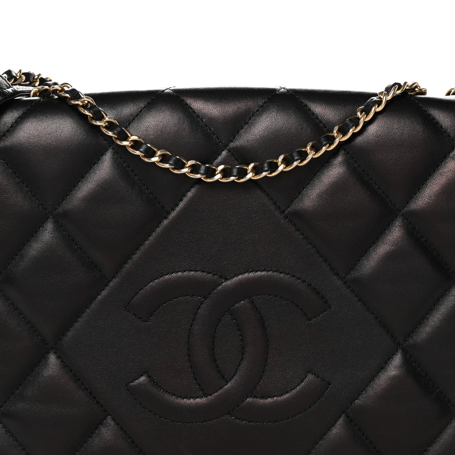 Chanel Lambskin Quilted Medium Diamond CC Flap Black 8 of 13