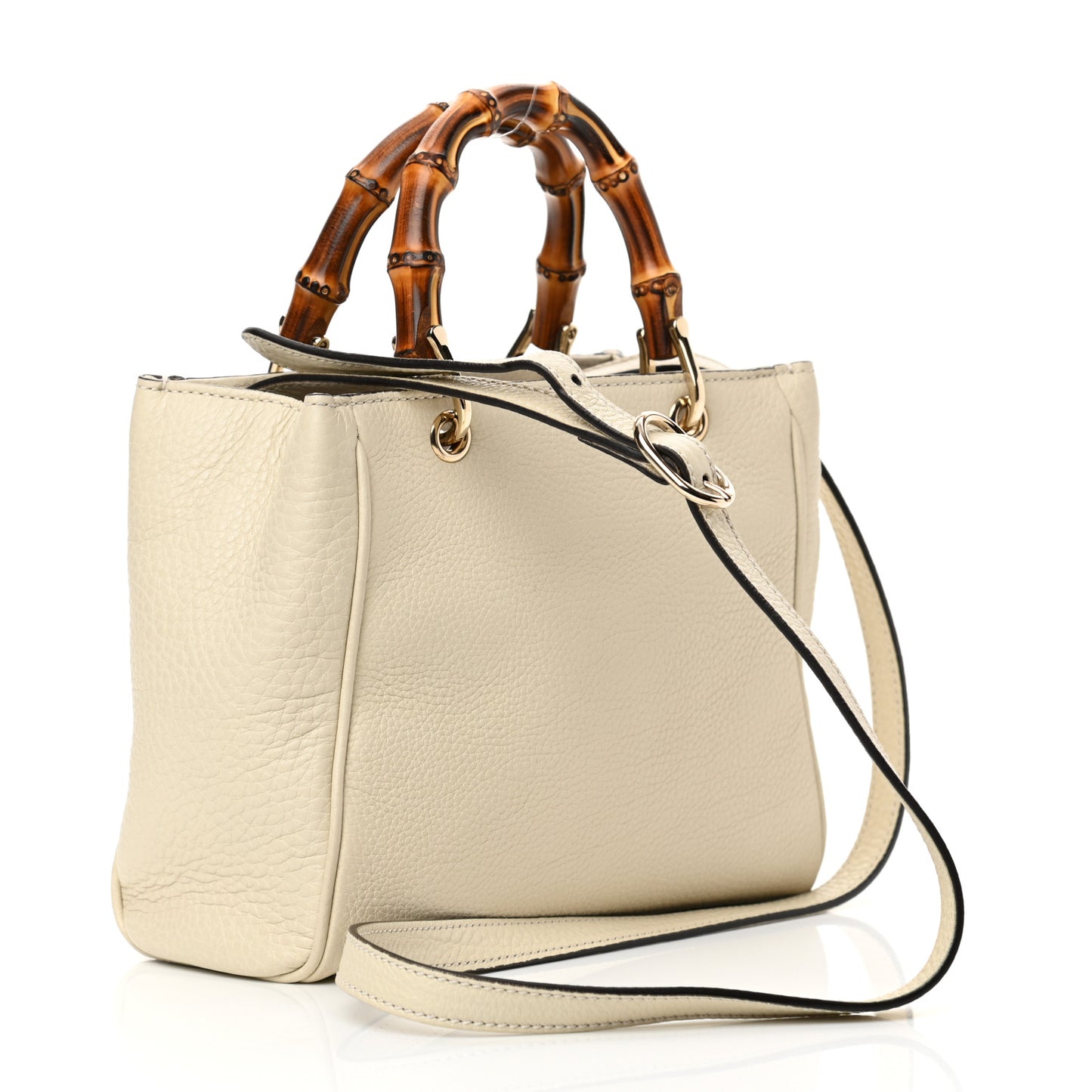 Calfskin Mini Bamboo Shopper Tote Off White