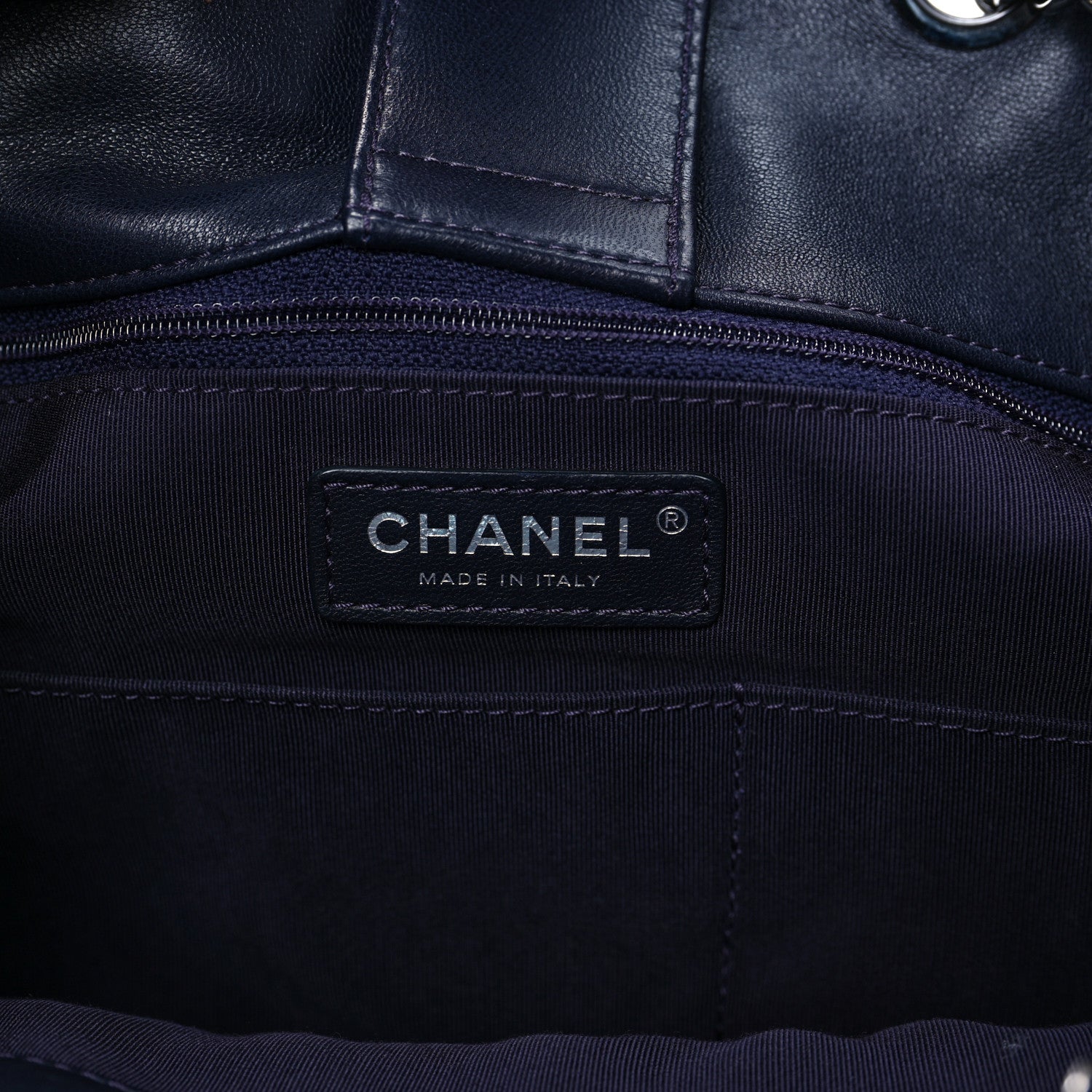 Chanel Lambskin Quilted Large Drawstring Shoulder Bag Dark Purple 6 of 8