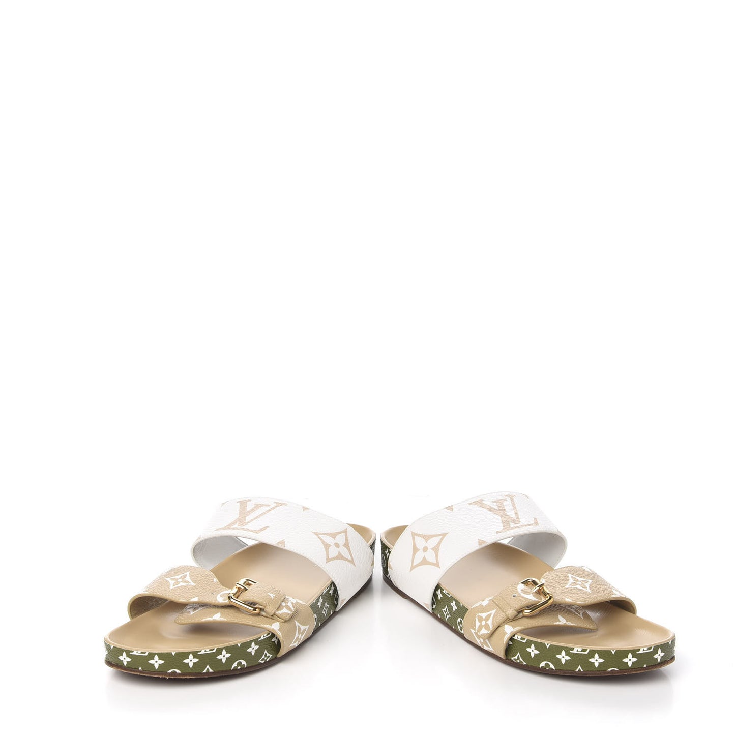 Monogram Giant Bom Dia Flat Mule Sandals 40 White Moka