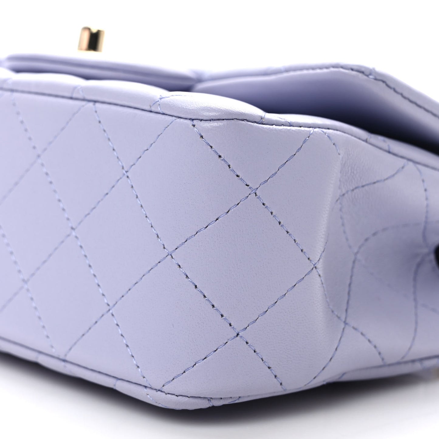 Lambskin Quilted Mini Top Handle Rectangular Flap Light Purple