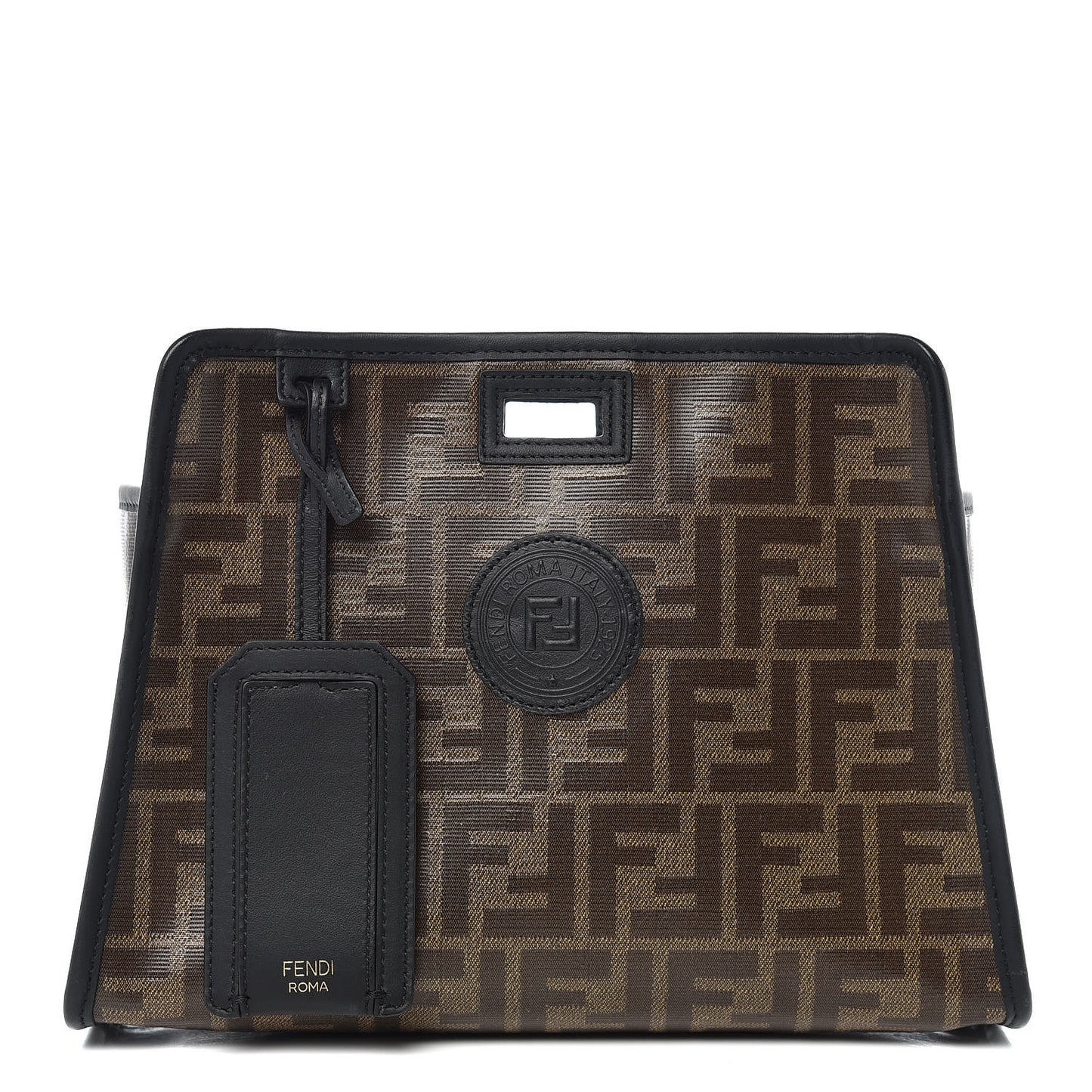 Glazed Fabric Vitello Century FF 1974 Stamp Patch Mini Peekaboo Defender Cover Mogano Panna Black