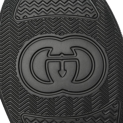 Gucci Textured Dollar Calfskin Monogram Perforated Mens Interlocking G 55mm Sneakers 9 Khaki Beige Black 8 of 11