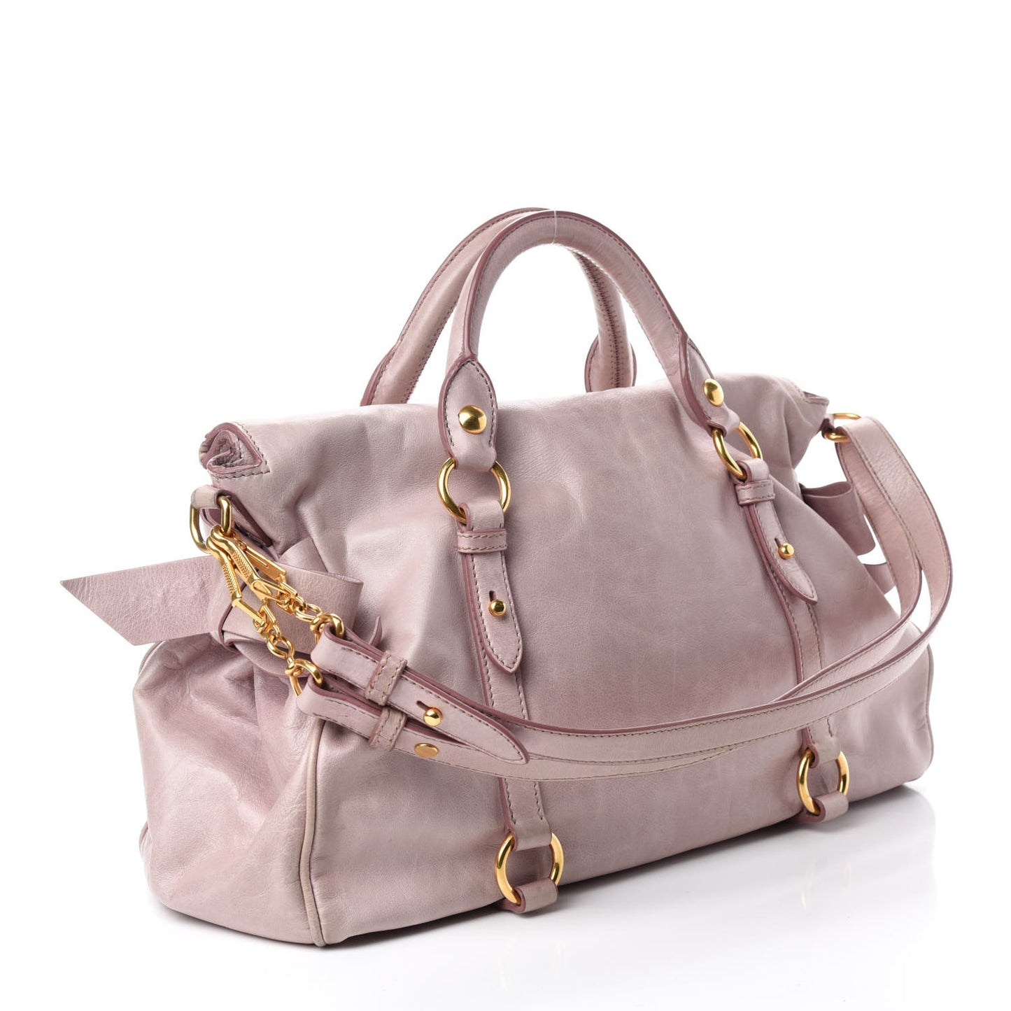 Vitello Lux Large Bow Bag Mughetto