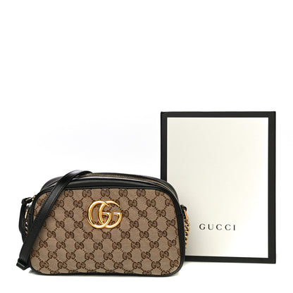 Gucci Monogram Matelasse Diagonal Small GG Marmont Chain Shoulder Bag Beige Black 12 of 12