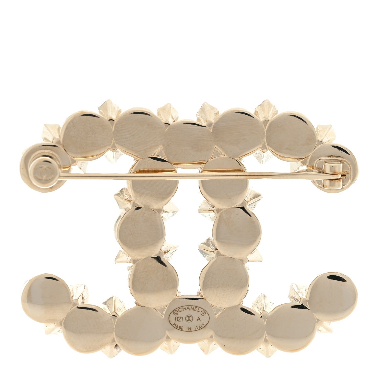 Chanel Pearl Crystal CC Brooch Gold 3 of 4