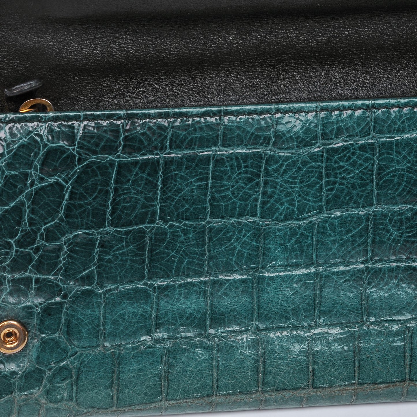 Patent Crocodile Embossed Continental Flap Wallet Green