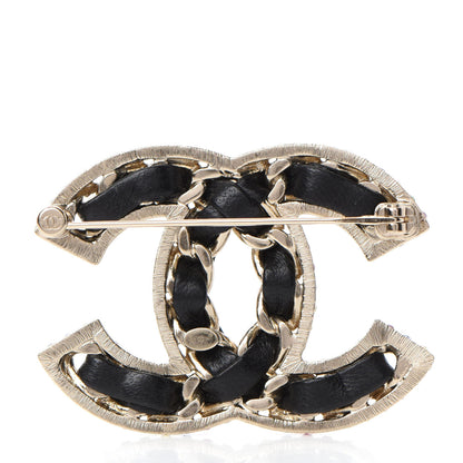 Chanel Lambskin Crystal CC Chain Brooch Black Gold Multicolor 3 of 5