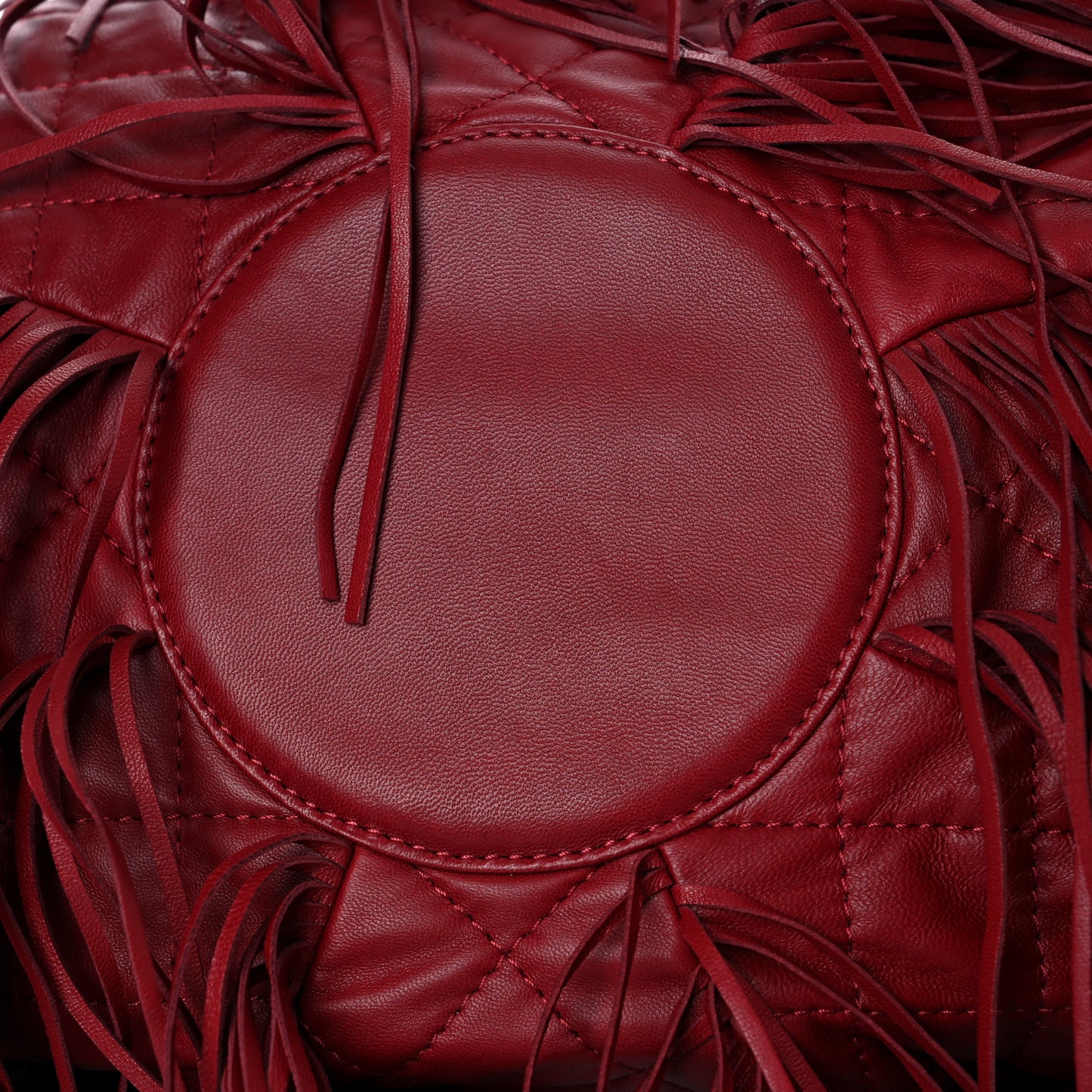 Lambskin Quilted Western Baluchon Fringe Bag Red