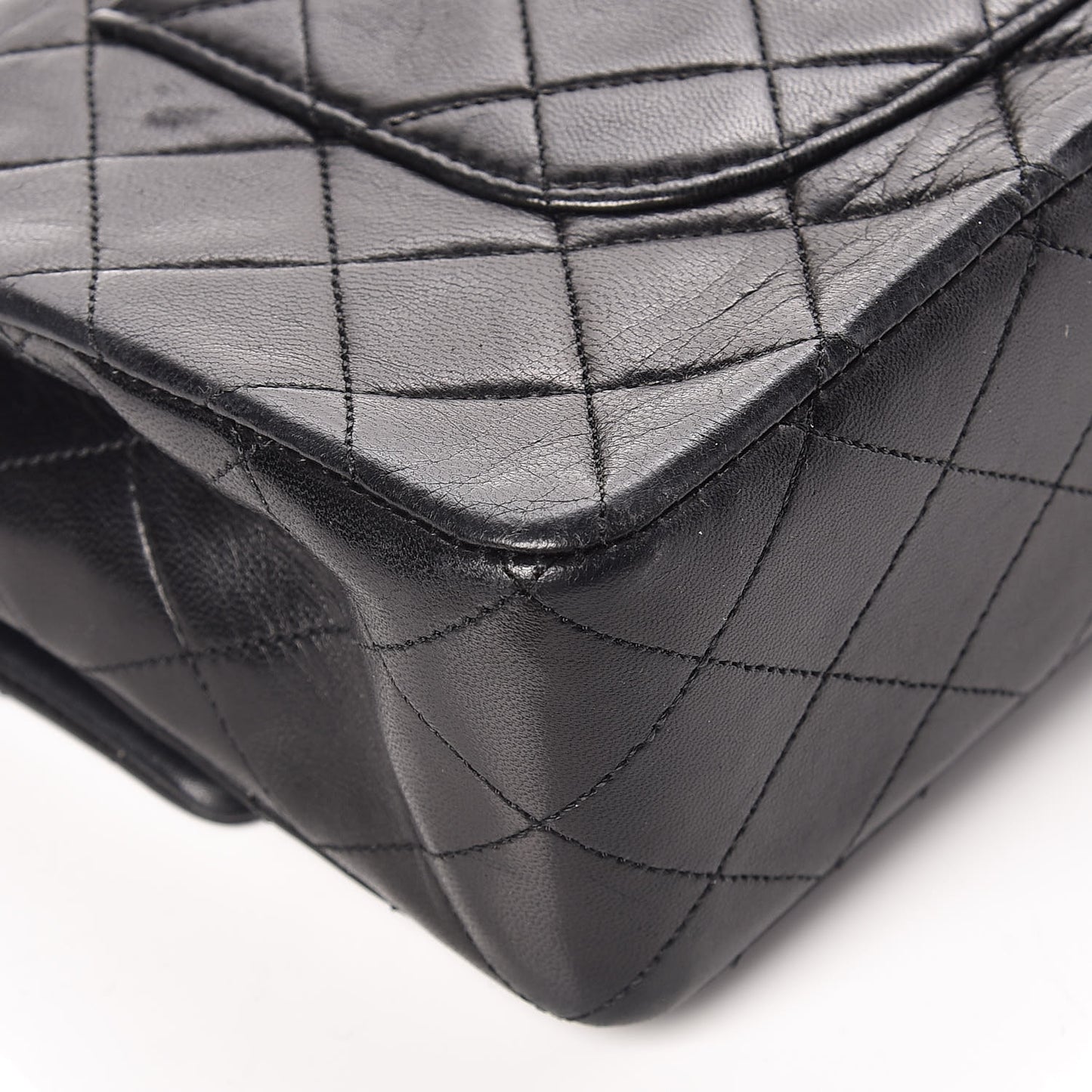 Lambskin Quilted Medium Double Flap Bag Black