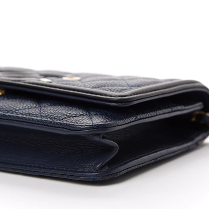 Chanel Caviar Quilted CC Filigree Wallet On Chain WOC Navy 7 of 12