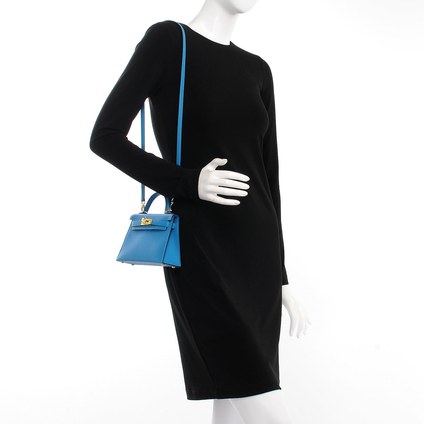 Chevre Mysore Mini Kelly Sellier 20 Bleu Zanzibar