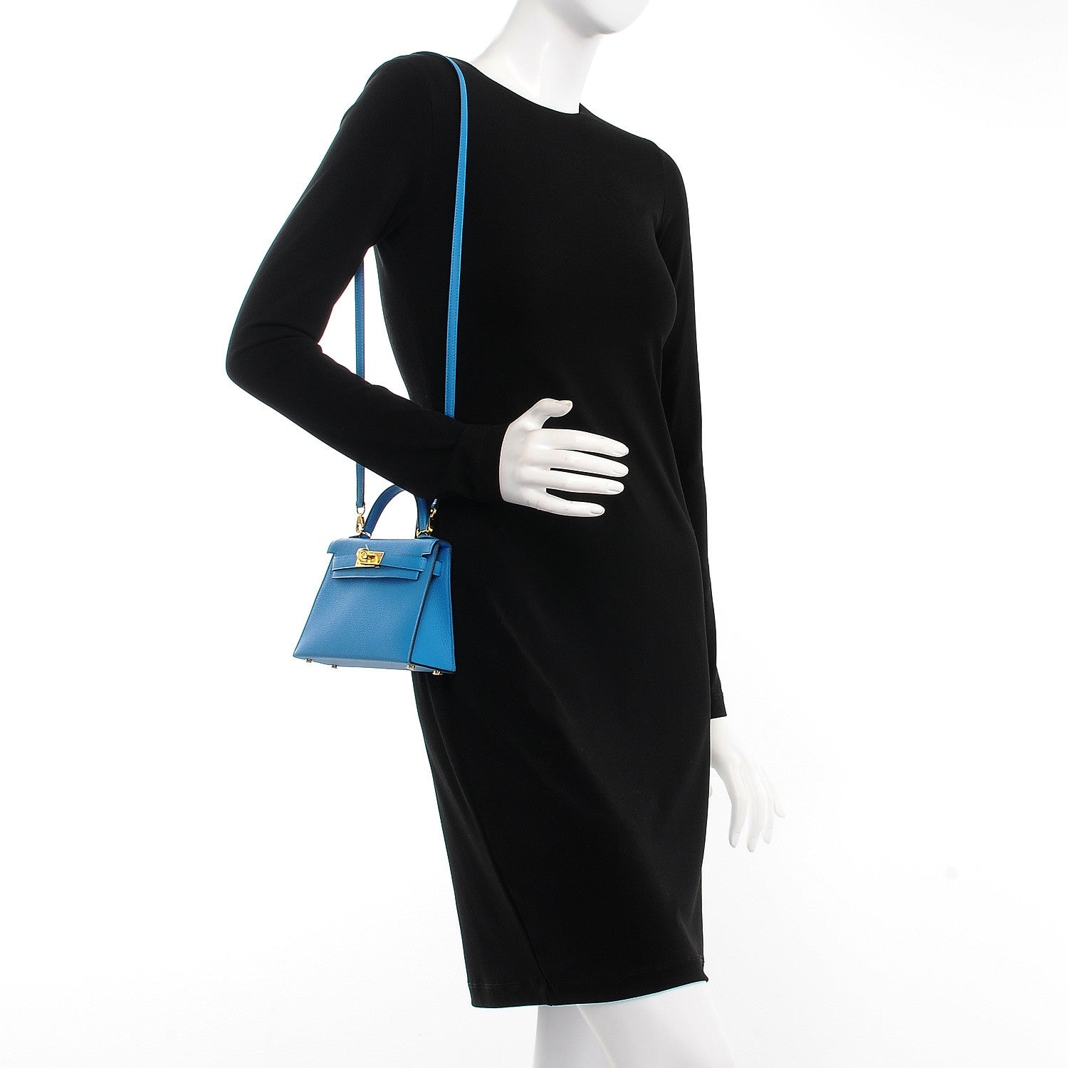 Hermes Chevre Mysore Mini Kelly Sellier 20 Bleu Zanzibar 2 of 29