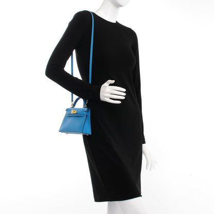 Hermes Chevre Mysore Mini Kelly Sellier 20 Bleu Zanzibar 2 of 29