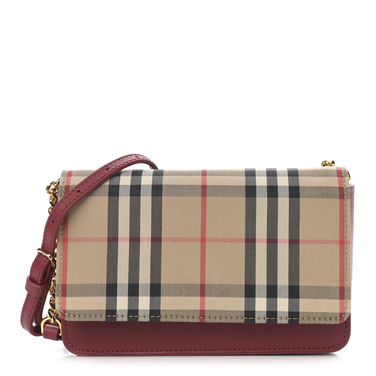 Burberry Calfskin Vintage Check Hayes Crossbody Parade Red 1 of 11