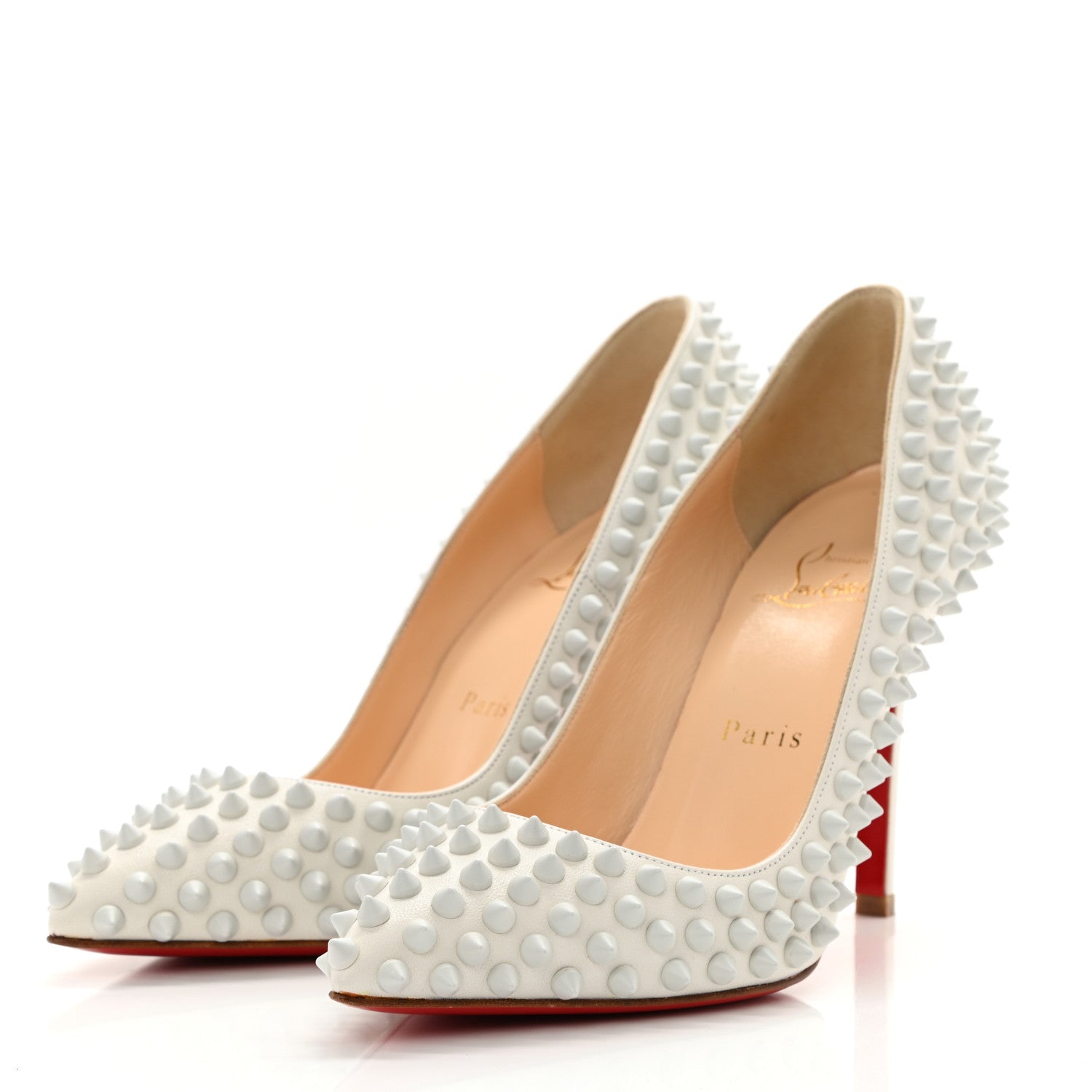 Christian Louboutin Nappa Pigalle Spikes 100 Pumps 36 White 3 of 10